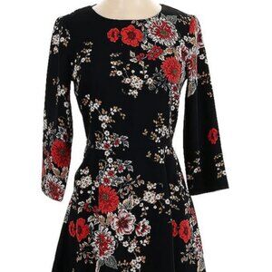 Nicole Miller 3/4-sleeve floral midi dress w/ pockets sz 6